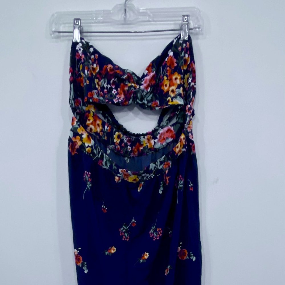 SHEIN Floral Print Cut Out Tie Front Backless Tube Jumpsuit Size L